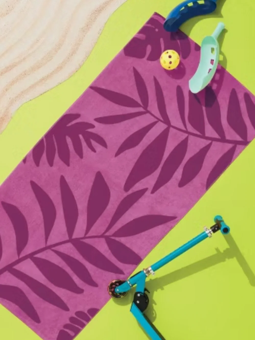 Sun Squad Pink Leaf Print Beach Towel